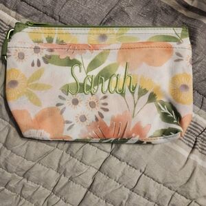 Thirty One 31 Morning Floral Pouch Sarah Thermal Clear Clip